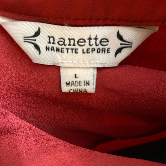 NWT Nanette Lepore Deep Red Blouse Size Large - Picture 3 of 5